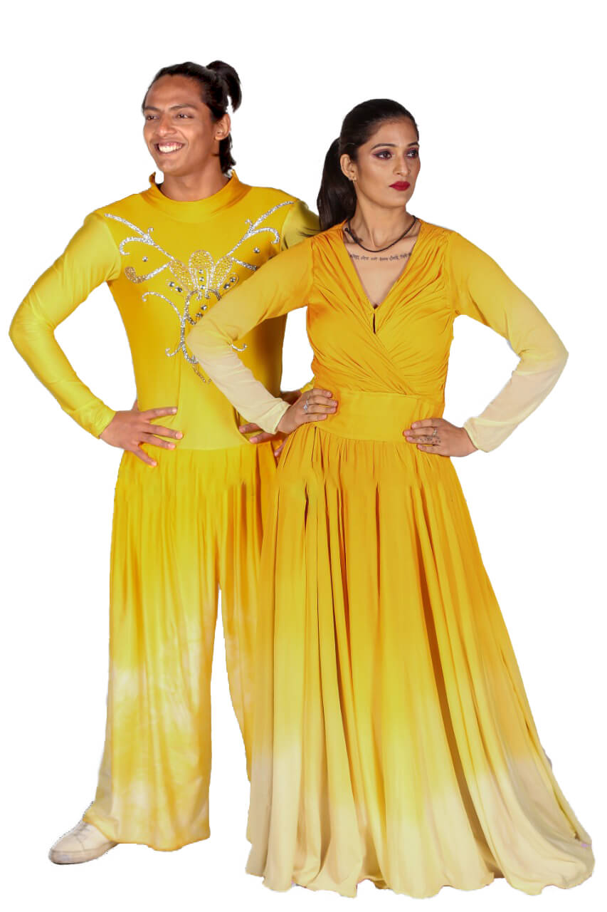 Contemporary-Inspired Ombre Effect Couple Dance Costume