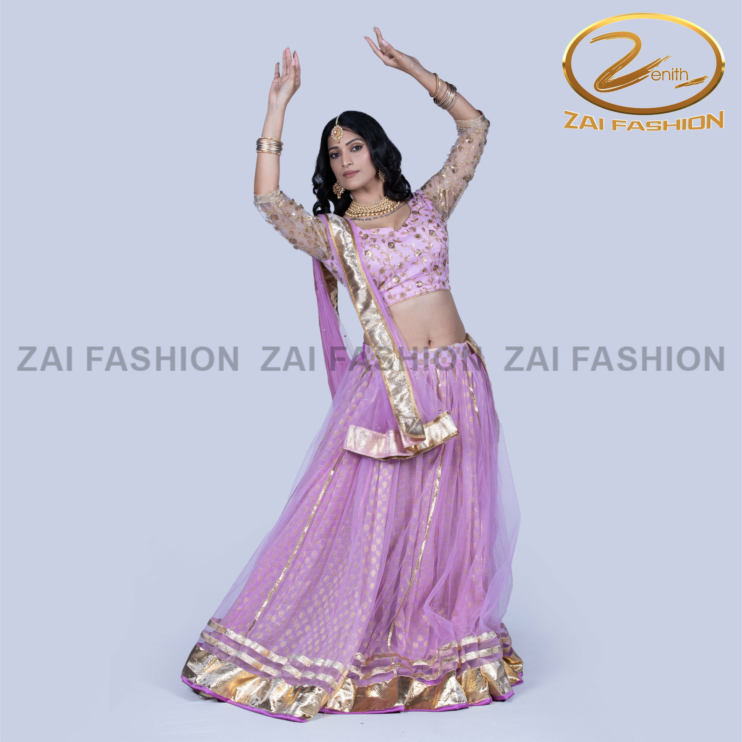 lavender net and georgette double-layer lehenga & Choli - Image 5