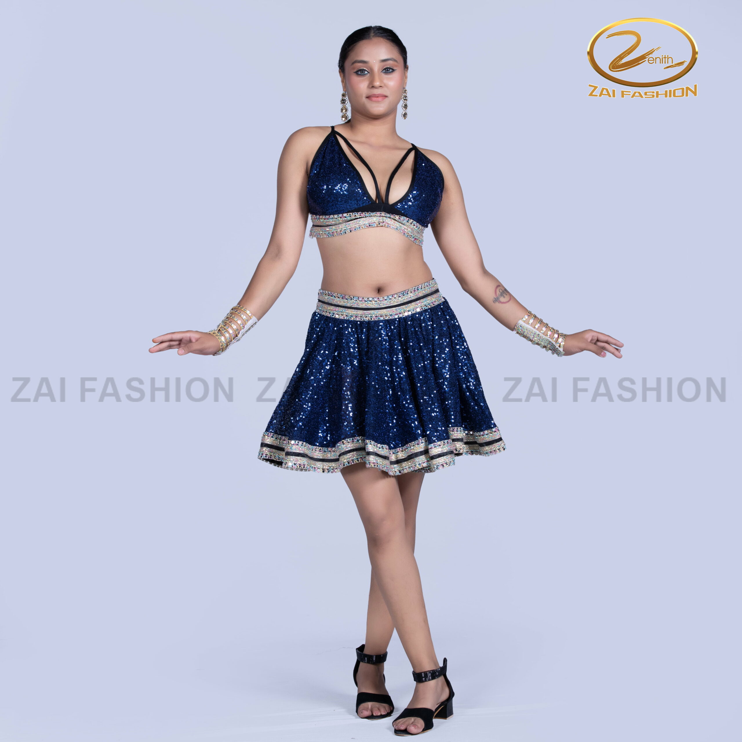 Royal Blue Sequin Tollywood Lehenga Set