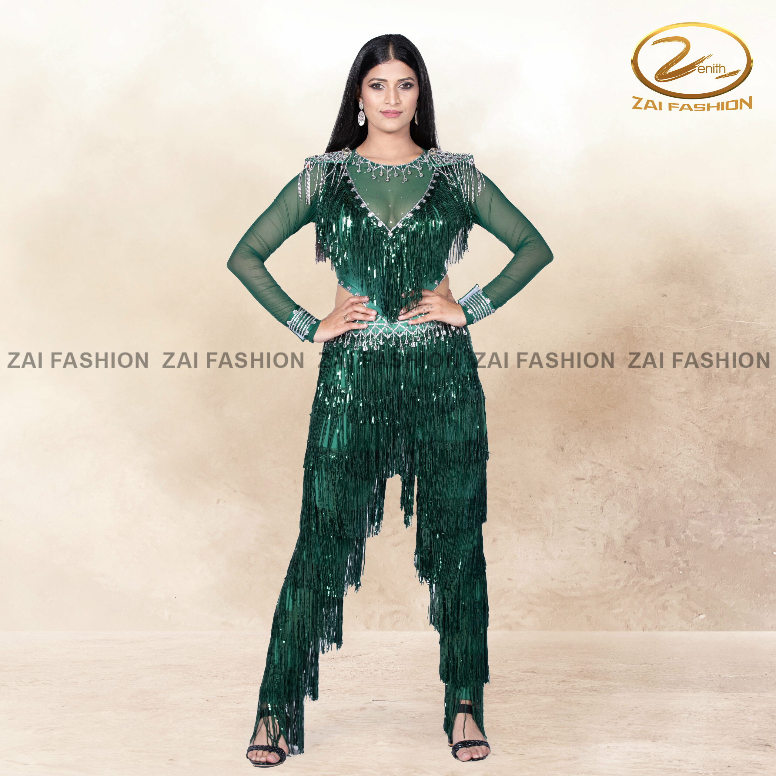 Green Tassel work Women Bollywood Costume