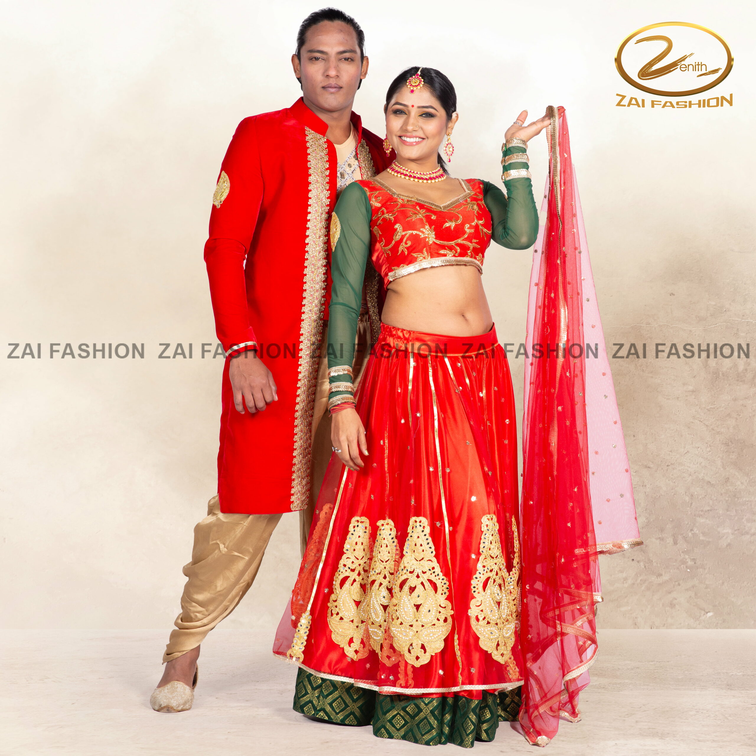 Traditional Indian Stage Performance Lehenga & Sherwani Set