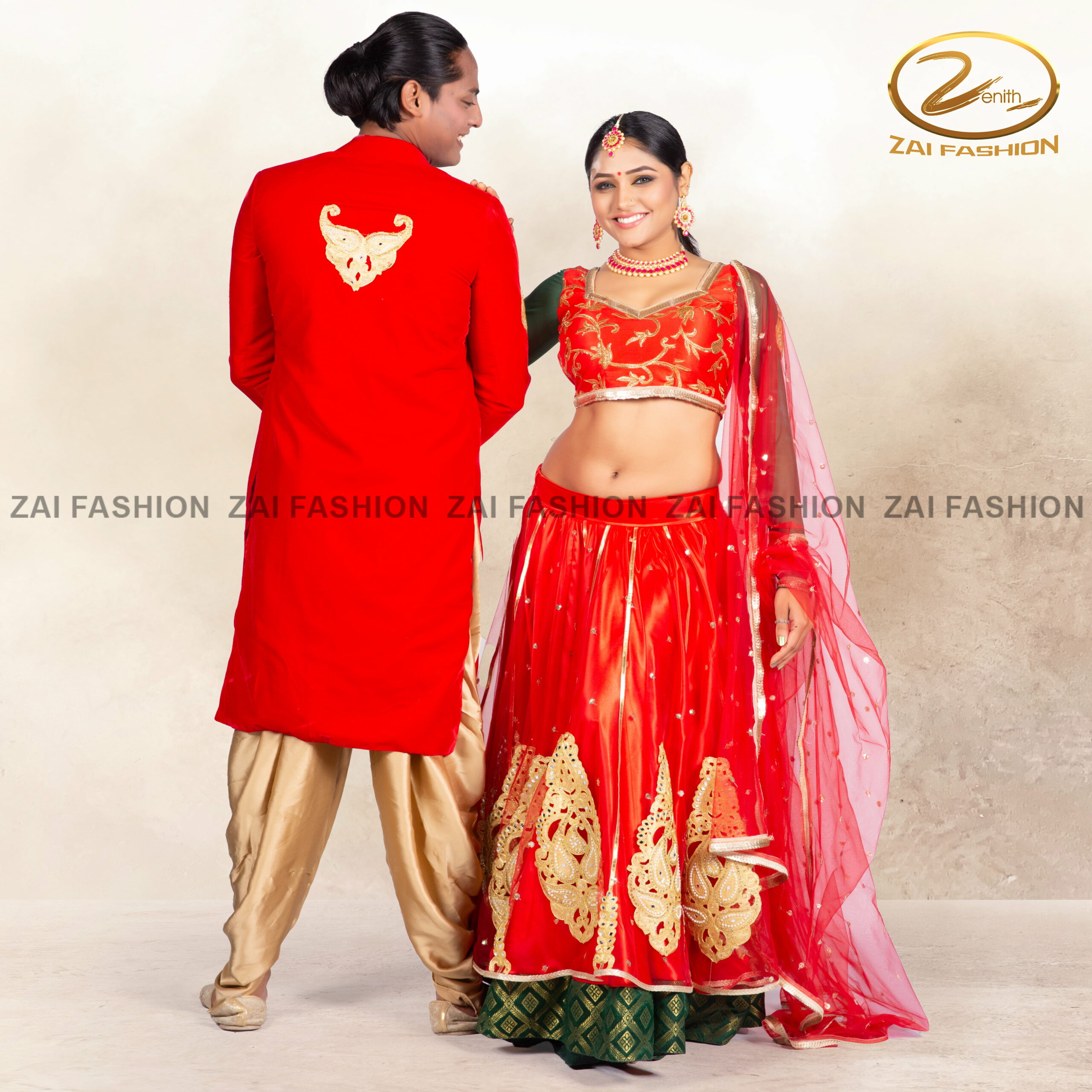 Traditional Indian Stage Performance Lehenga & Sherwani Set - Image 3