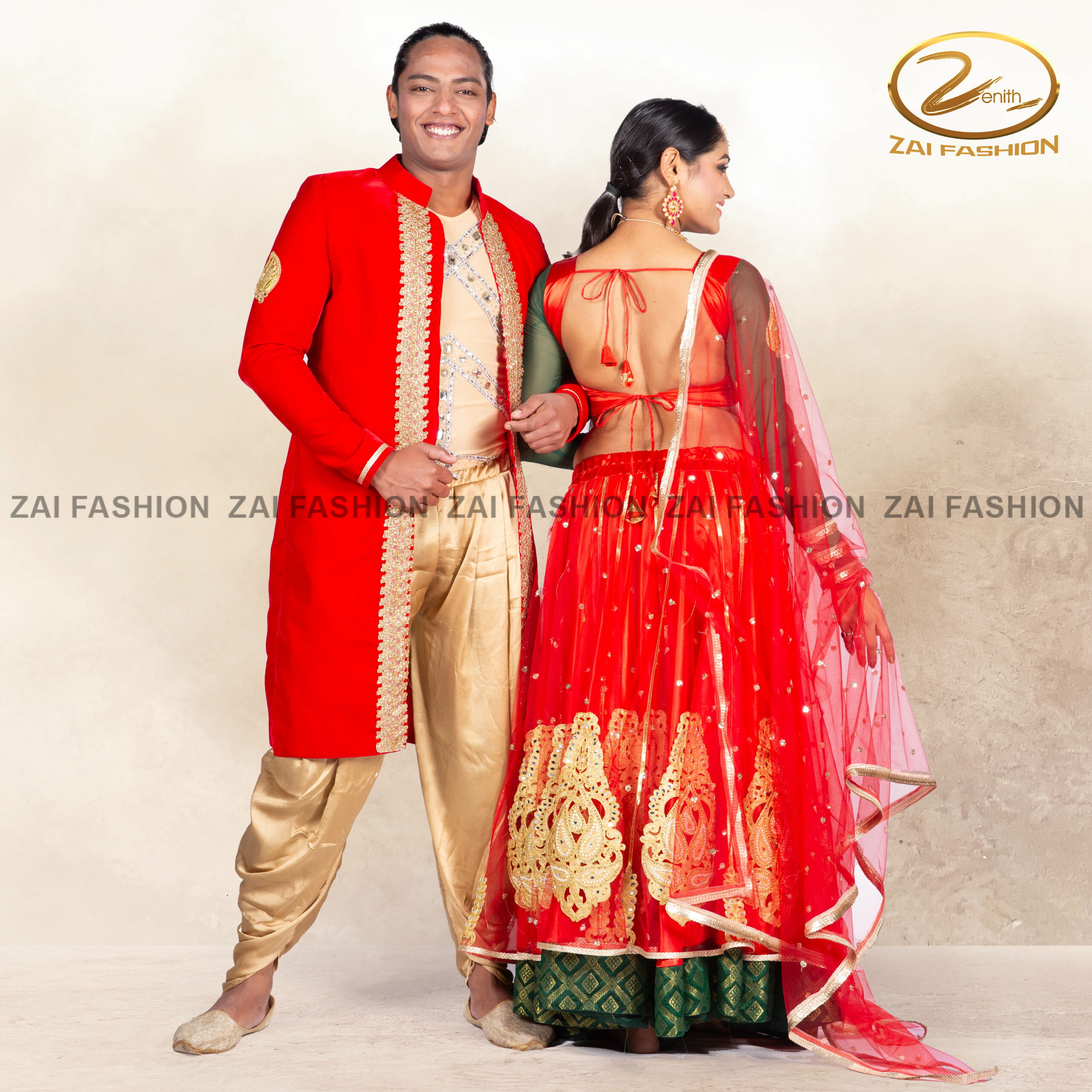 Traditional Indian Stage Performance Lehenga & Sherwani Set - Image 4