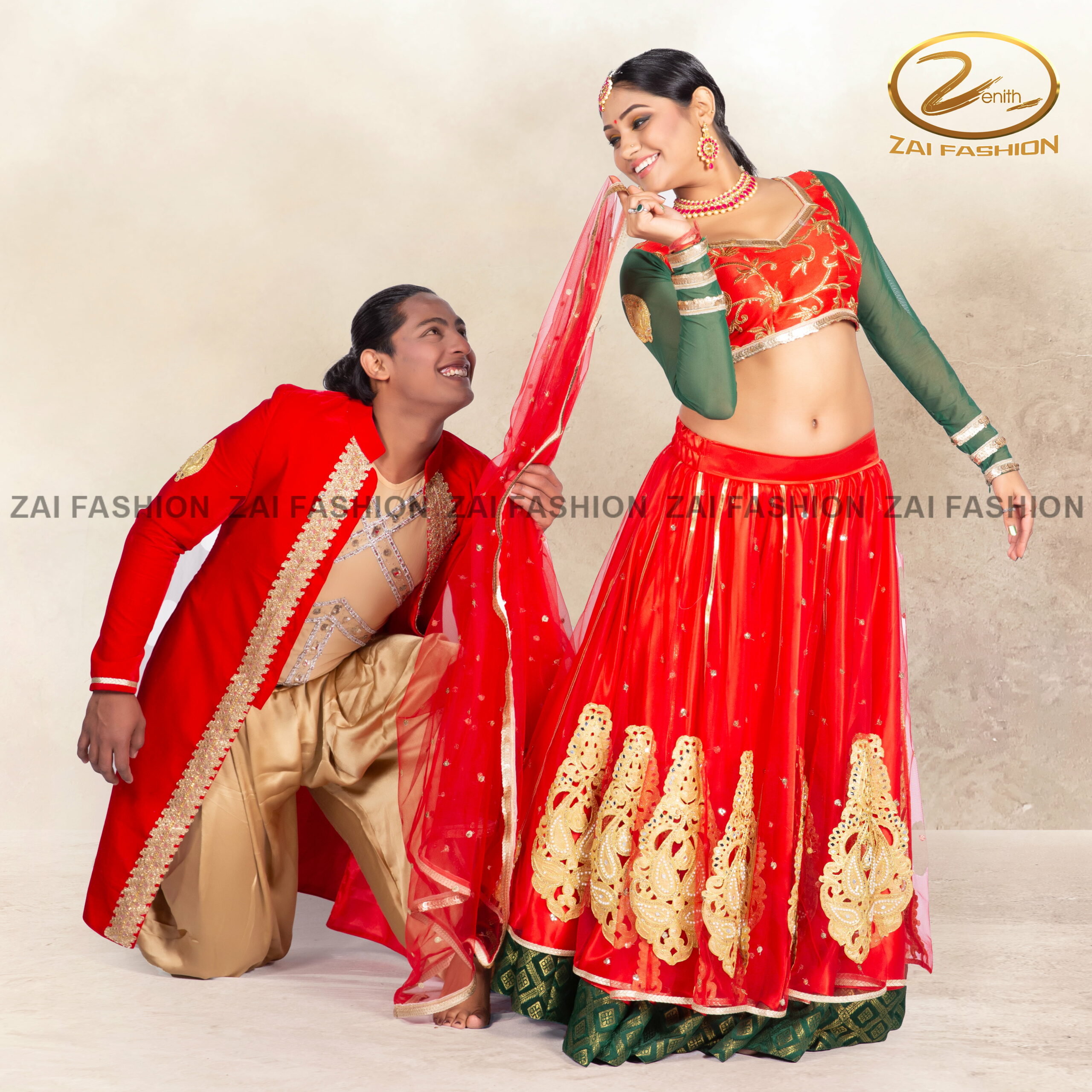 Traditional Indian Stage Performance Lehenga & Sherwani Set - Image 5