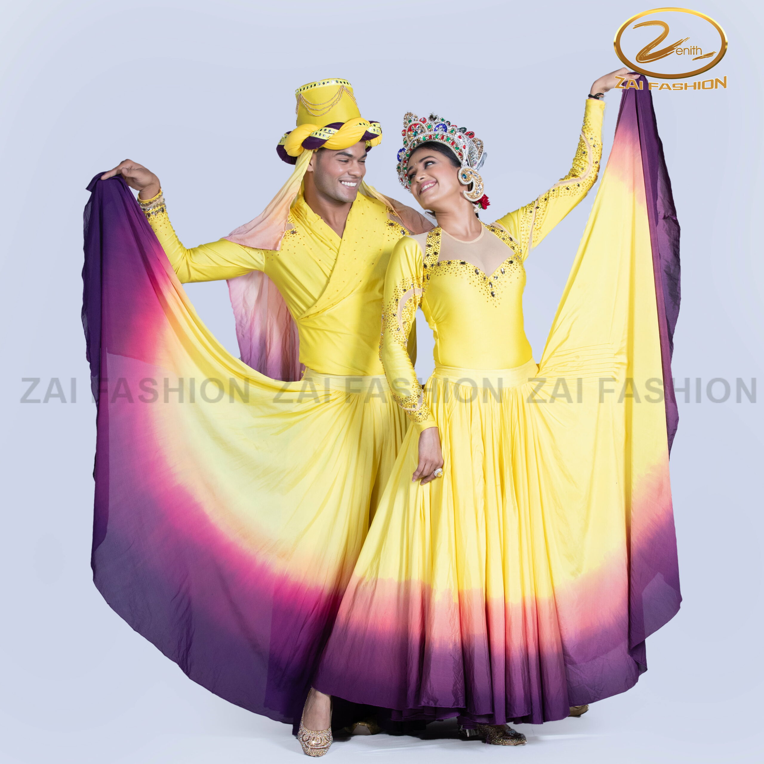 Yellow Purple Girls & Boys Contemporary Dance Costume
