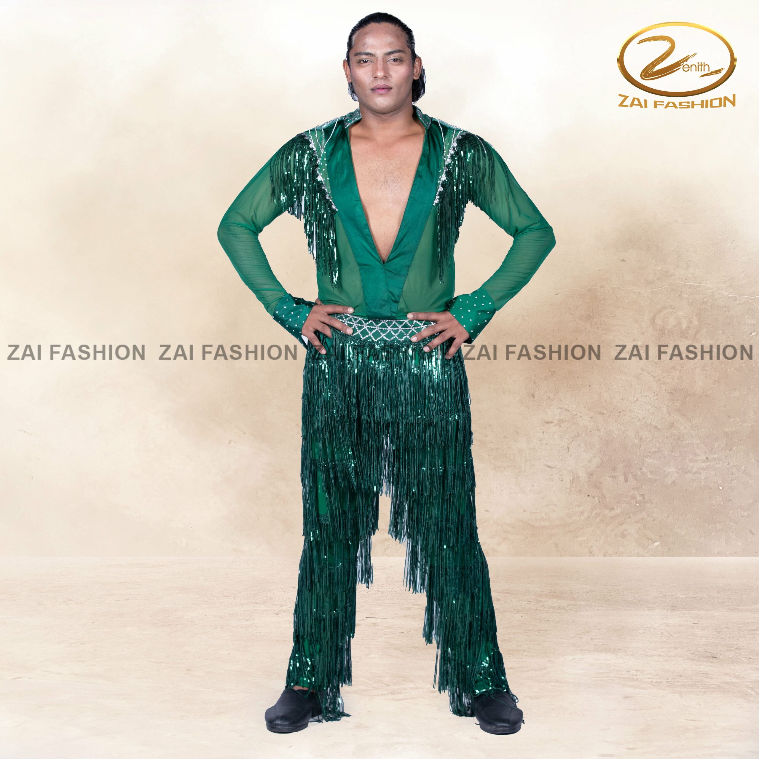 Green Tassel work Men Bollywood Costume