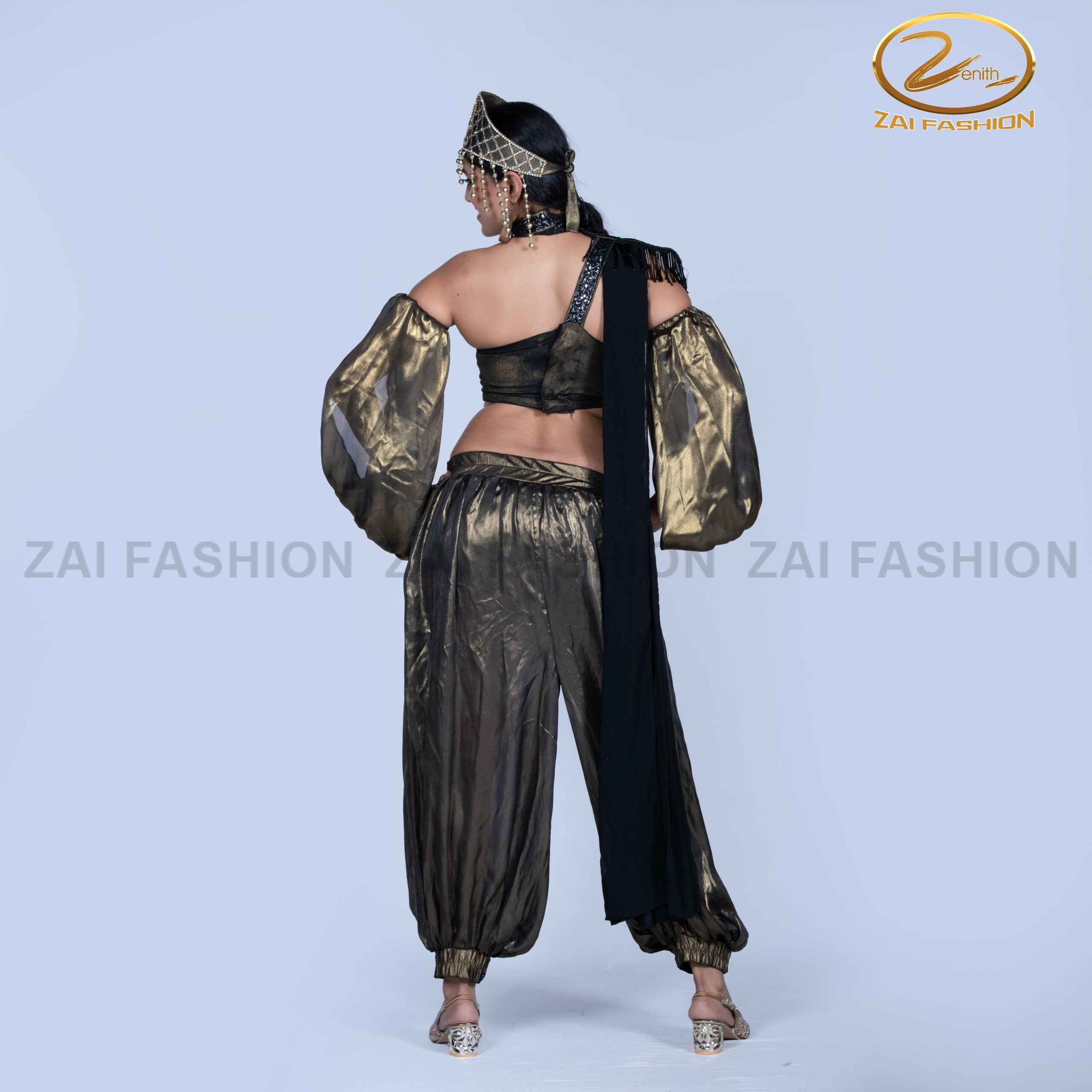 Metallic Grey Bollywood Indo-Western - Image 5