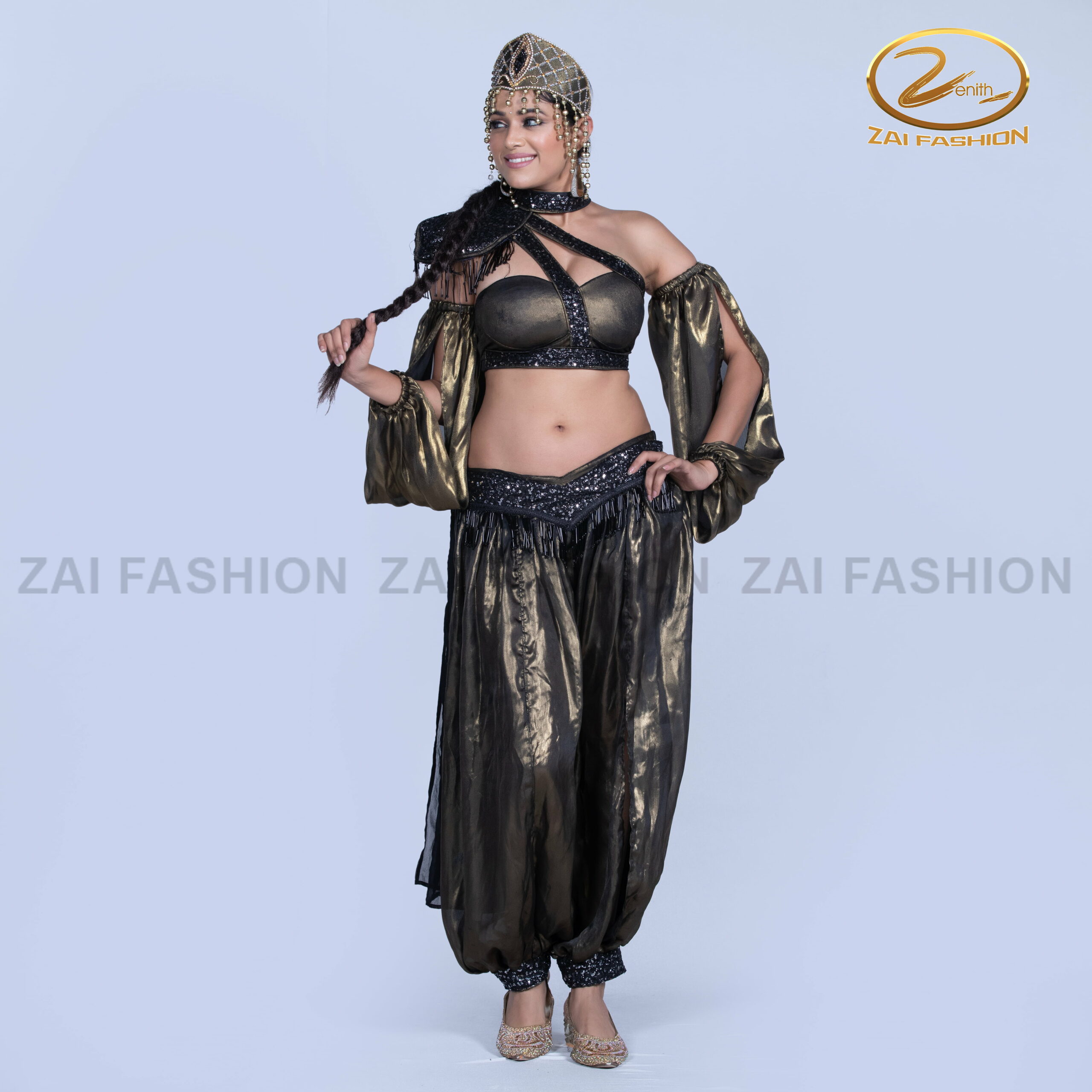 Metallic Grey Bollywood Indo-Western - Image 3