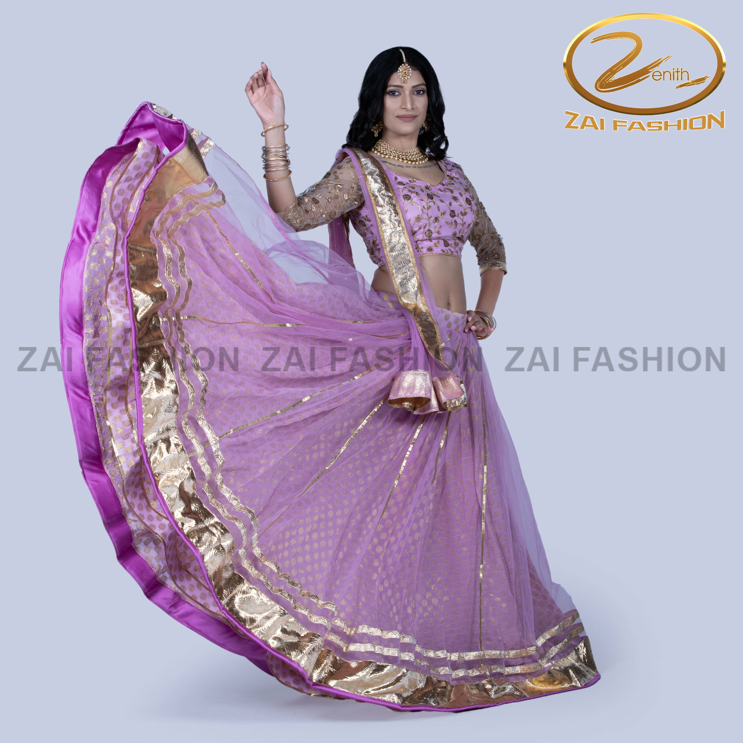 lavender net and georgette double-layer lehenga & Choli - Image 2