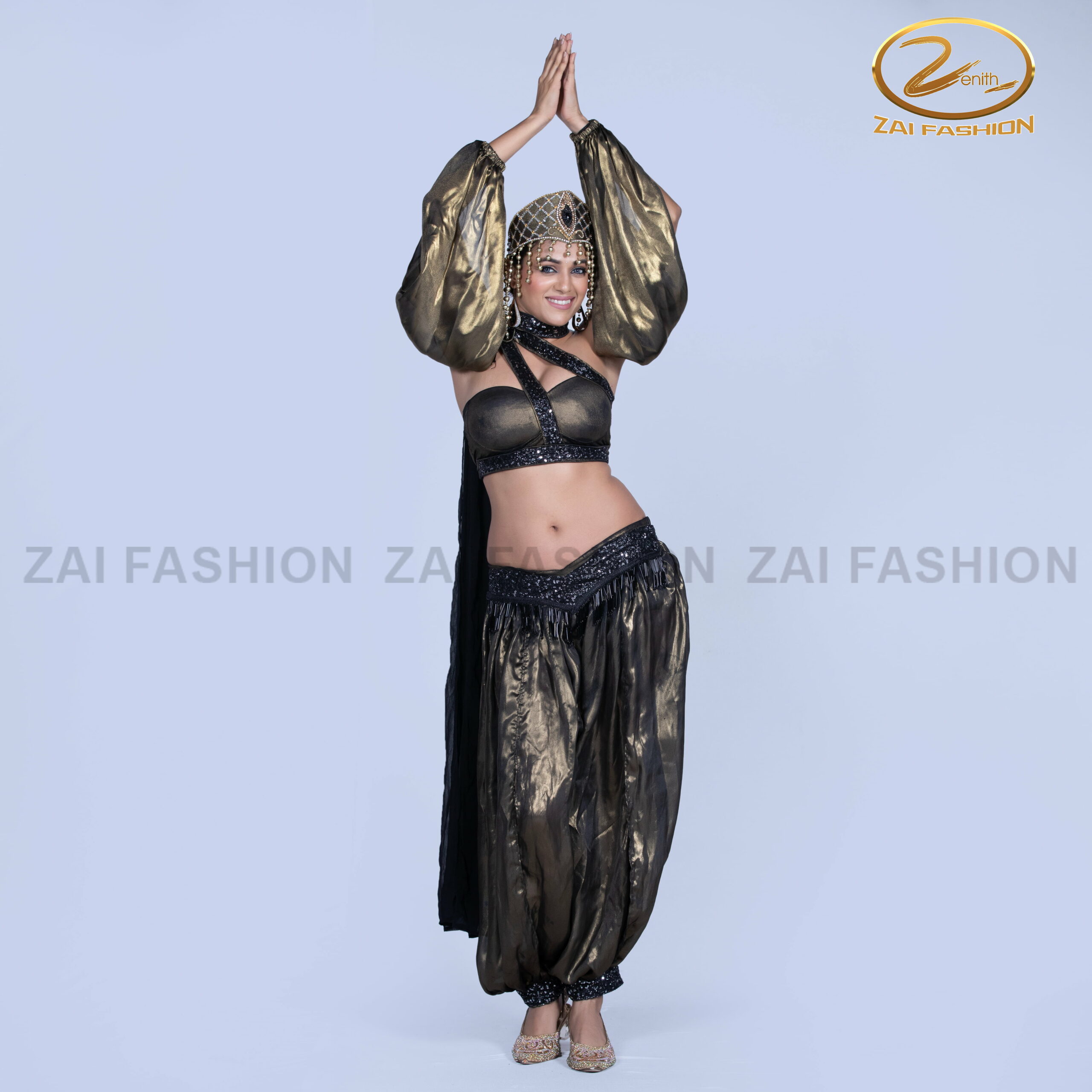 Metallic Grey Bollywood Indo-Western - Image 4