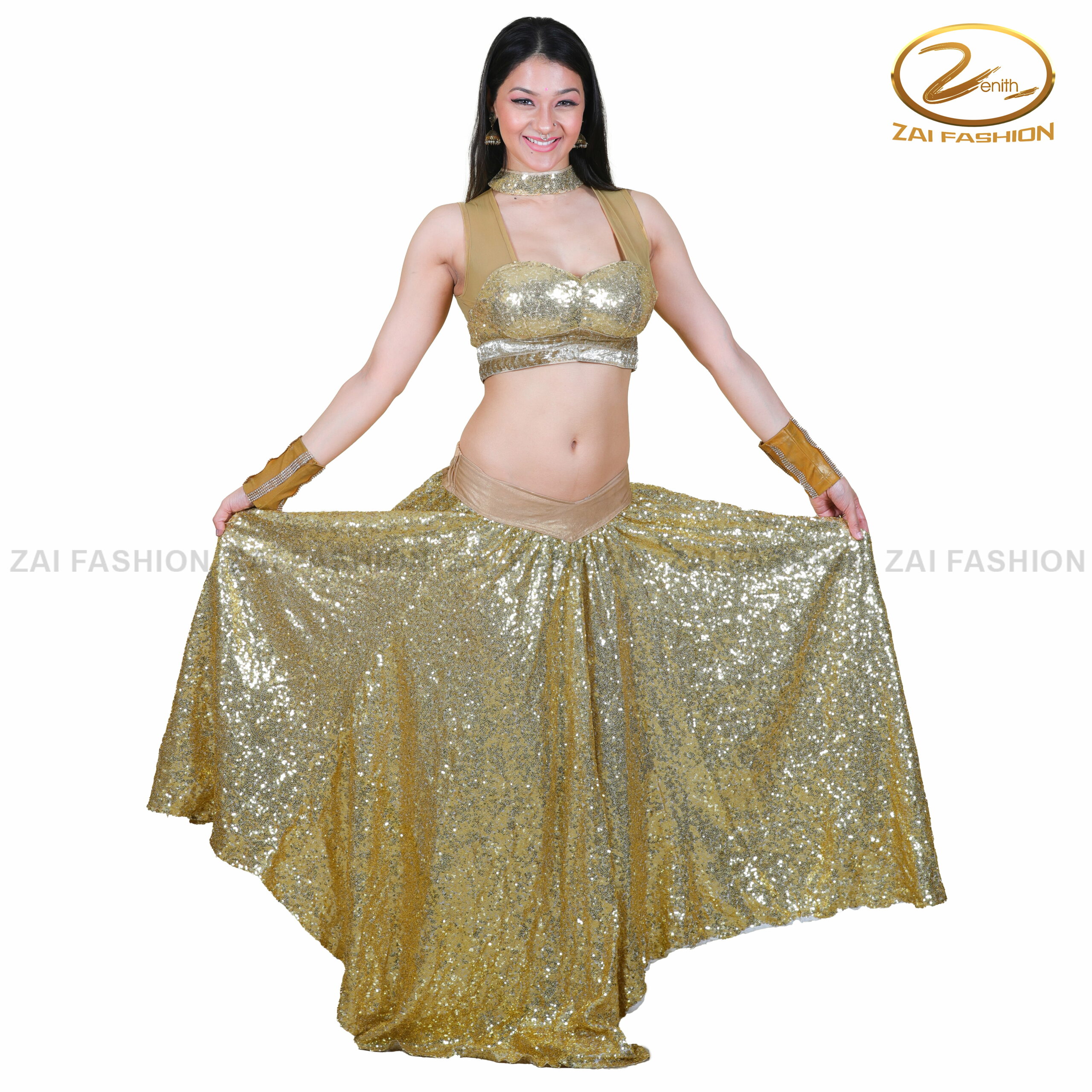 Golden sequin Indo-Western Bollywood Costume - Image 1