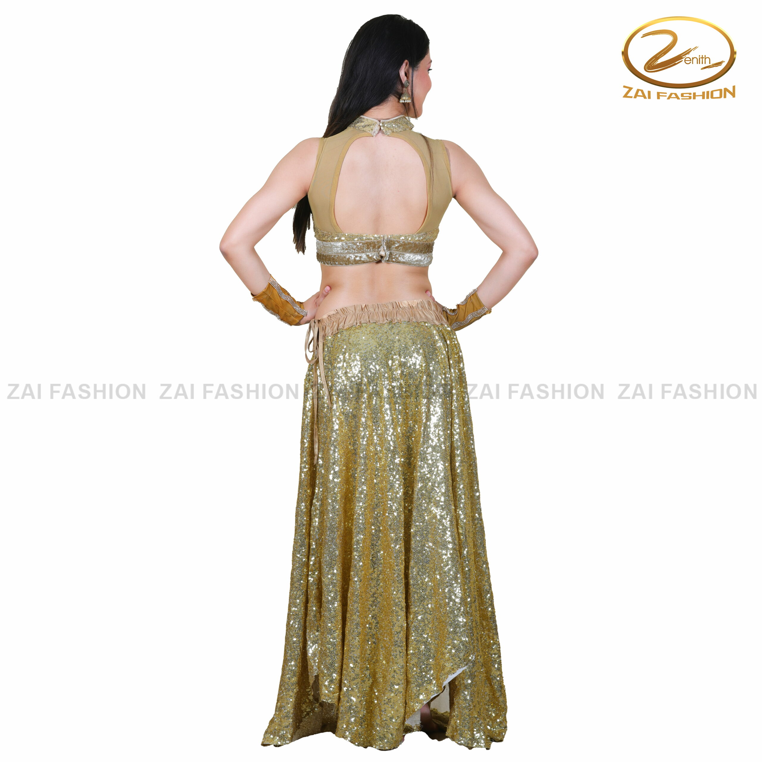 Golden sequin Indo-Western Bollywood Costume - Image 2