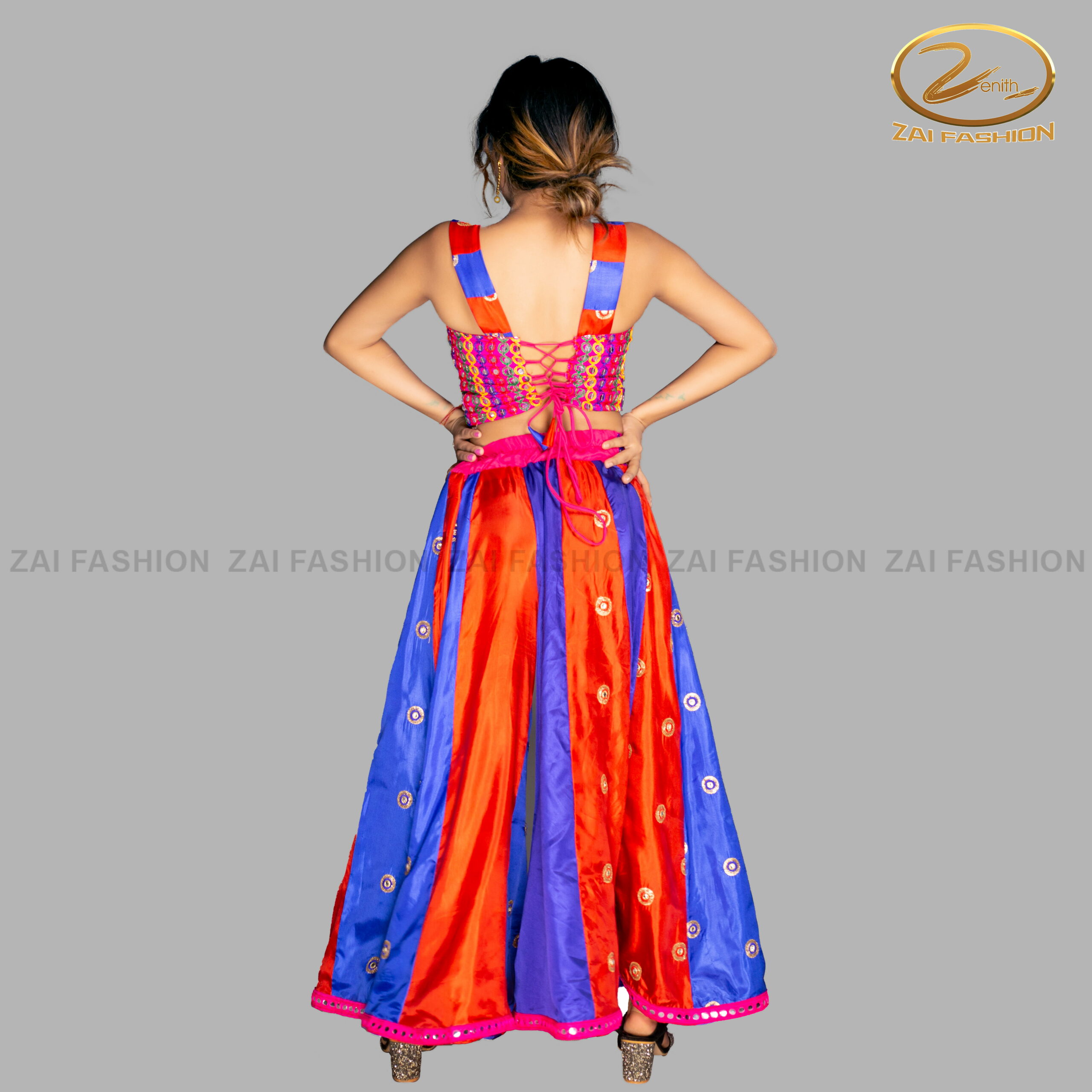 Bollywood Mirror Mosaic Blouse and Plazzo Pant - Image 4