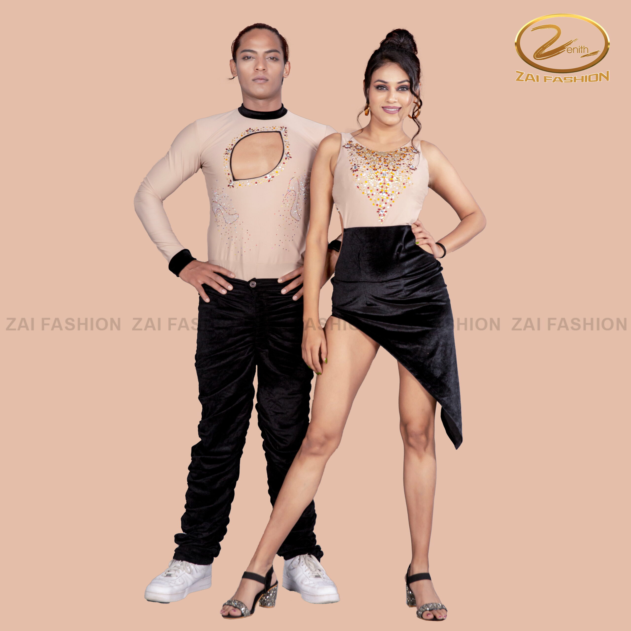 Black & Peach Salsa Dance Costume