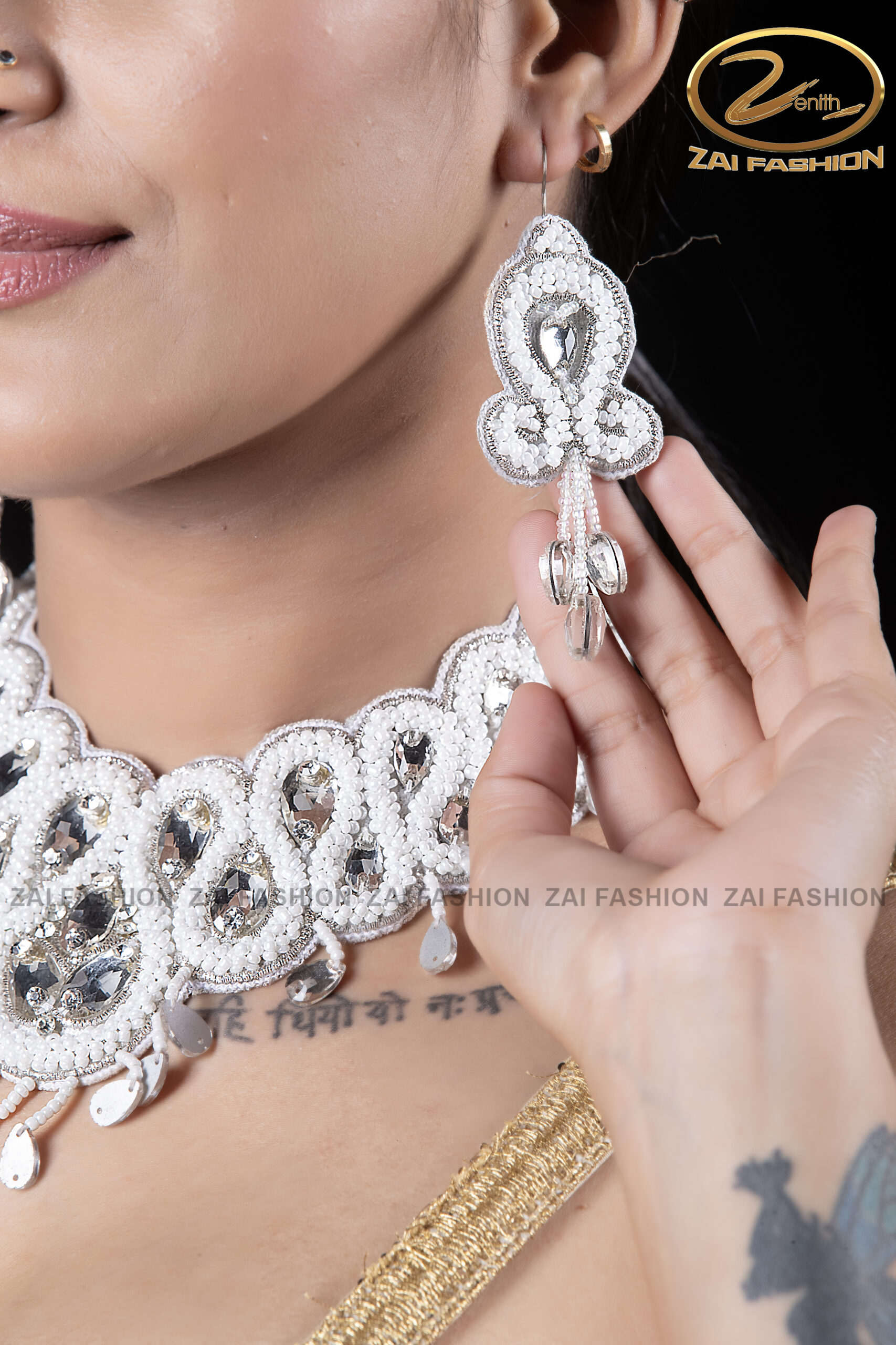 Handmade White Choker Set - Image 2