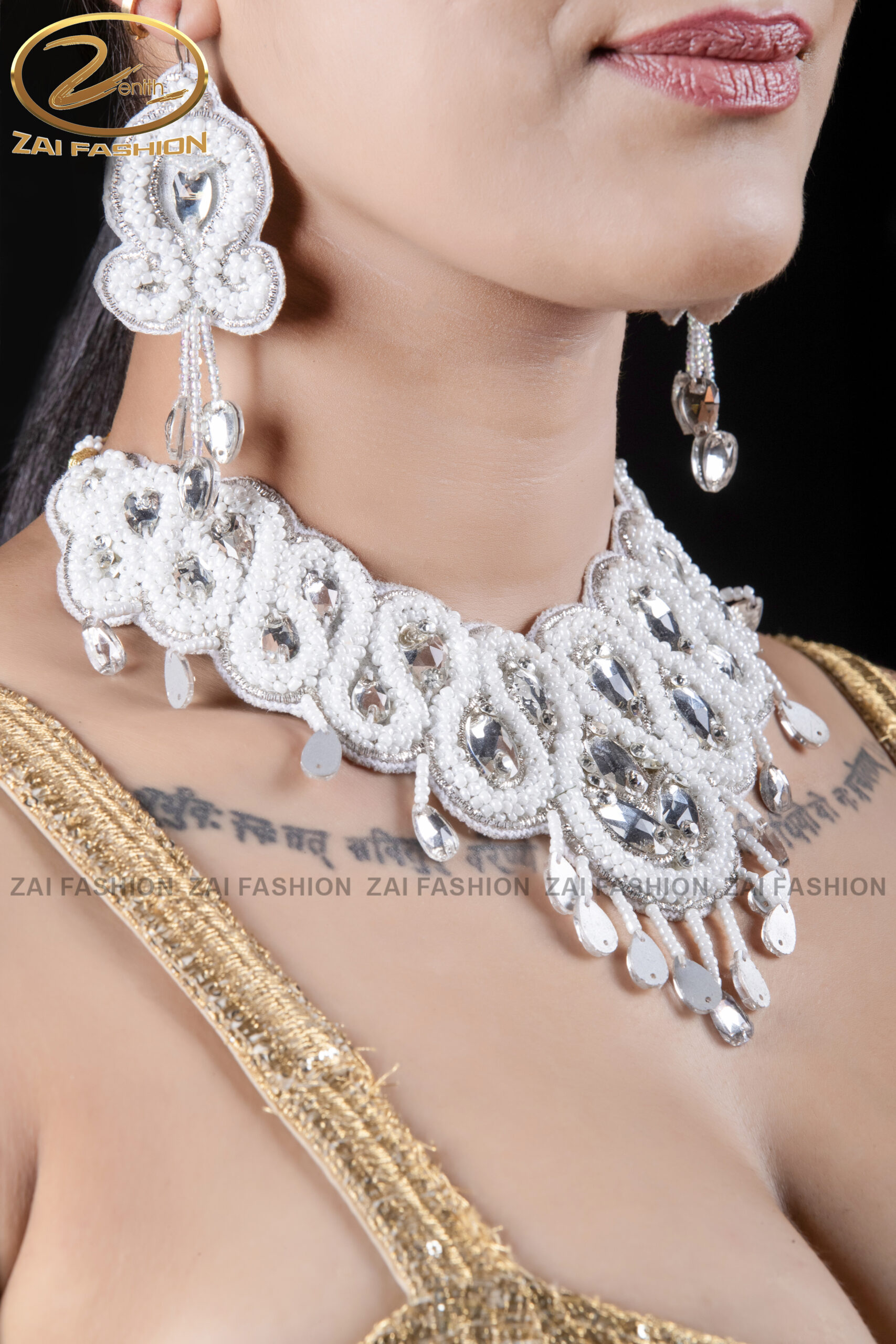 Handmade White Choker Set - Image 4