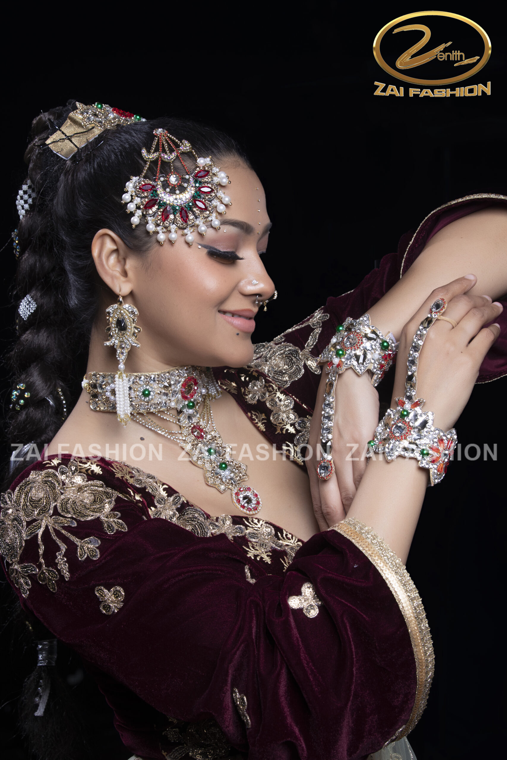 Handmade Kundan Hand-Harness Set - Image 2