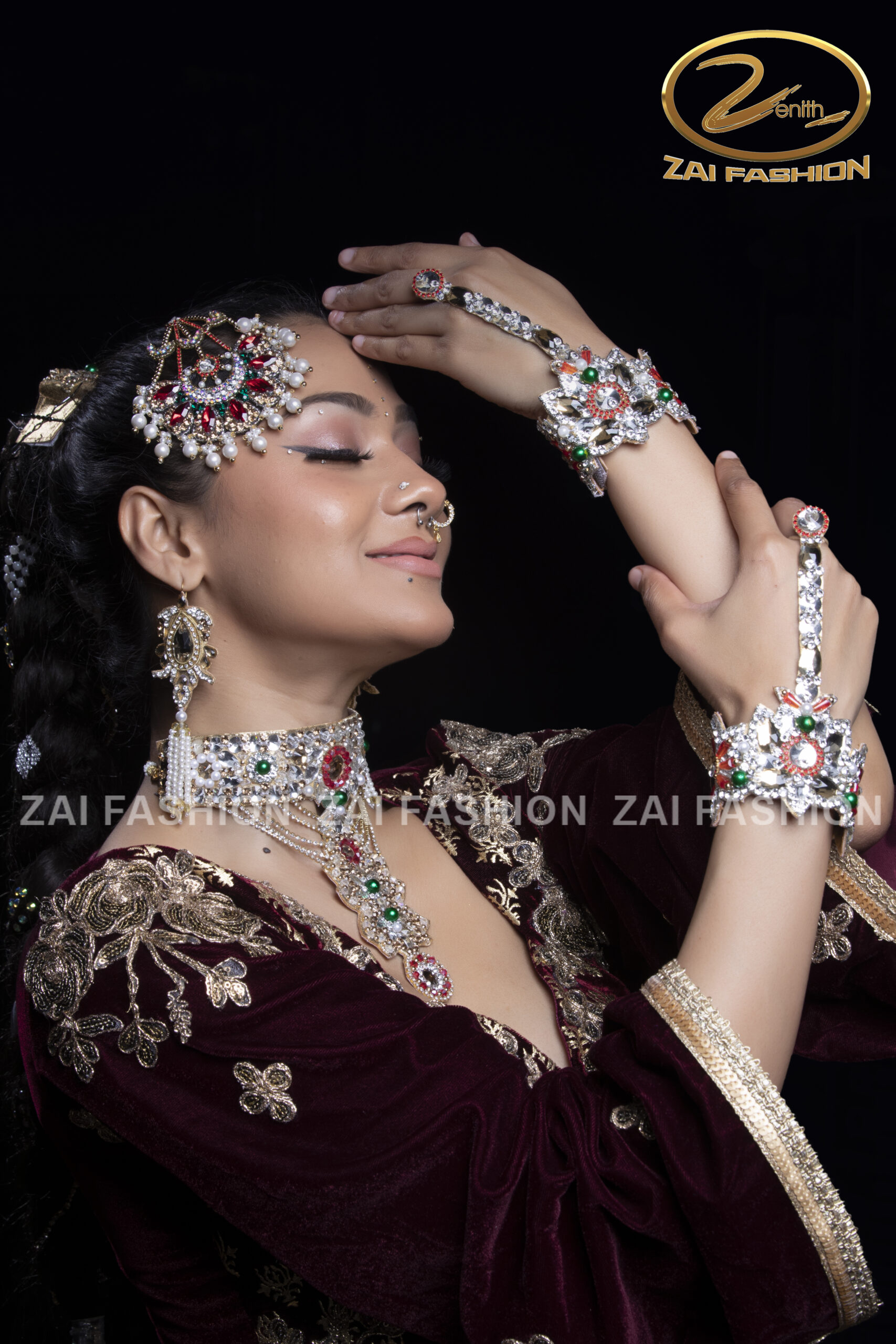 Handmade Kundan Hand-Harness Set - Image 4