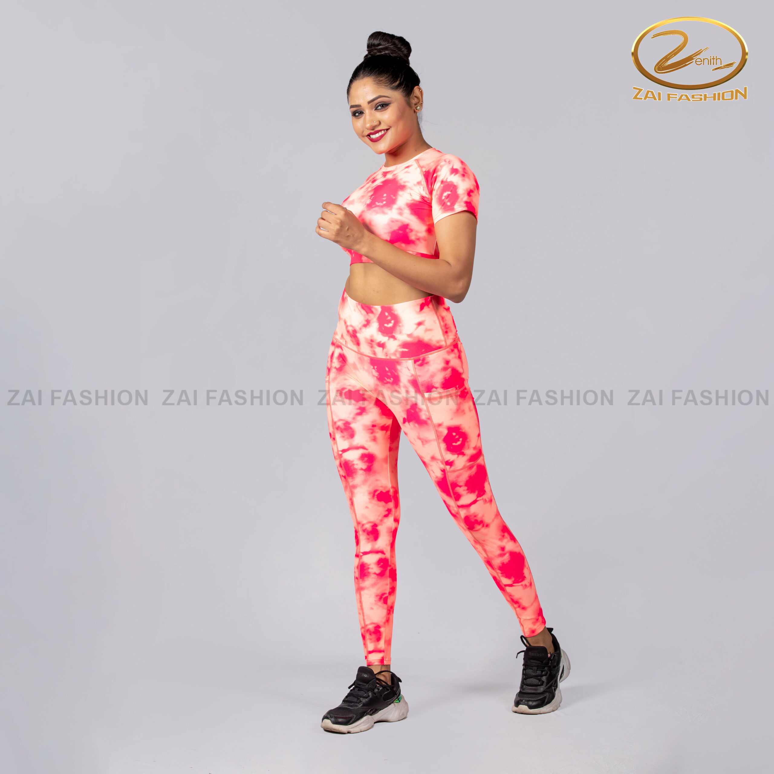 Pink & Orange Printed Activewear Set - Image 2