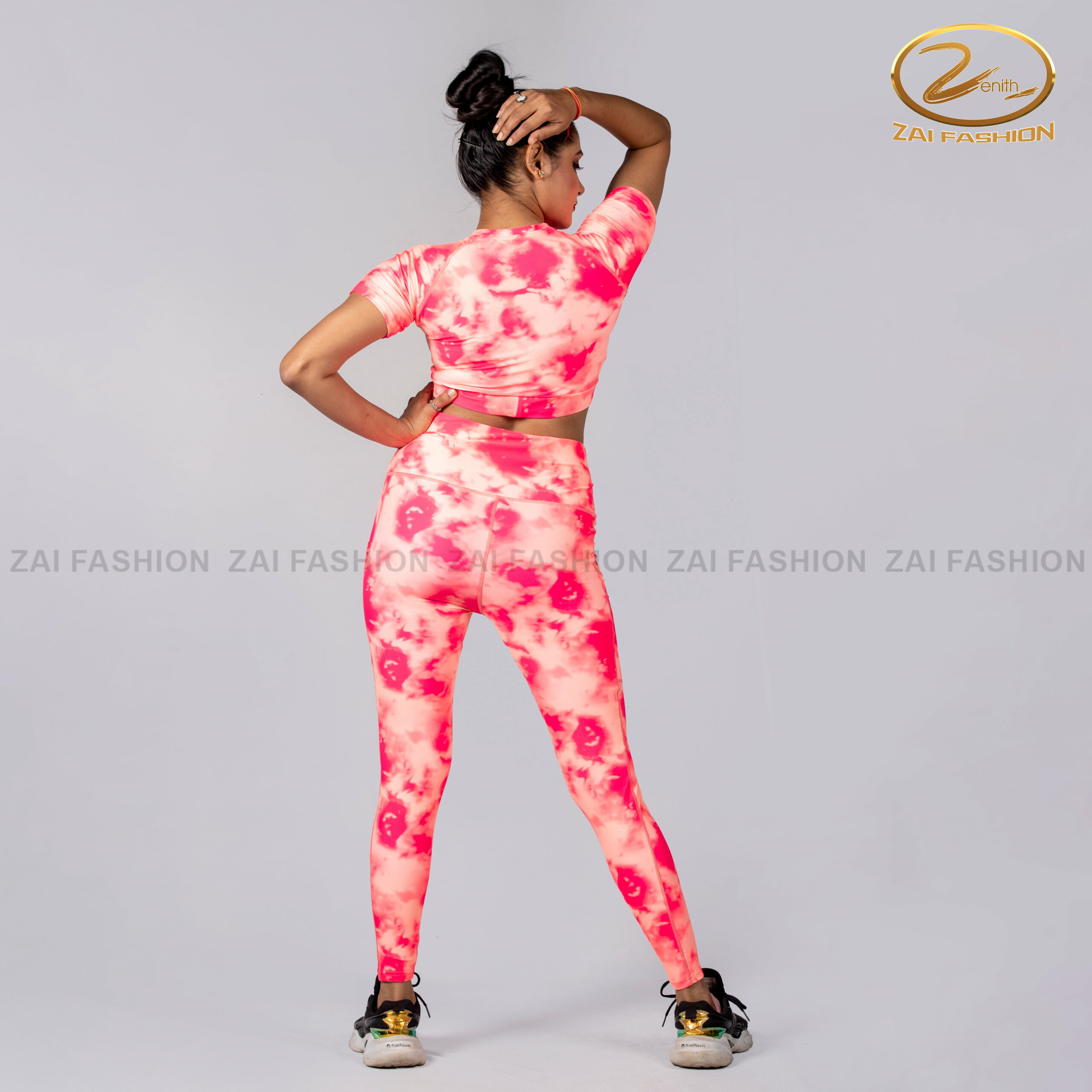 Pink & Orange Printed Activewear Set - Image 4
