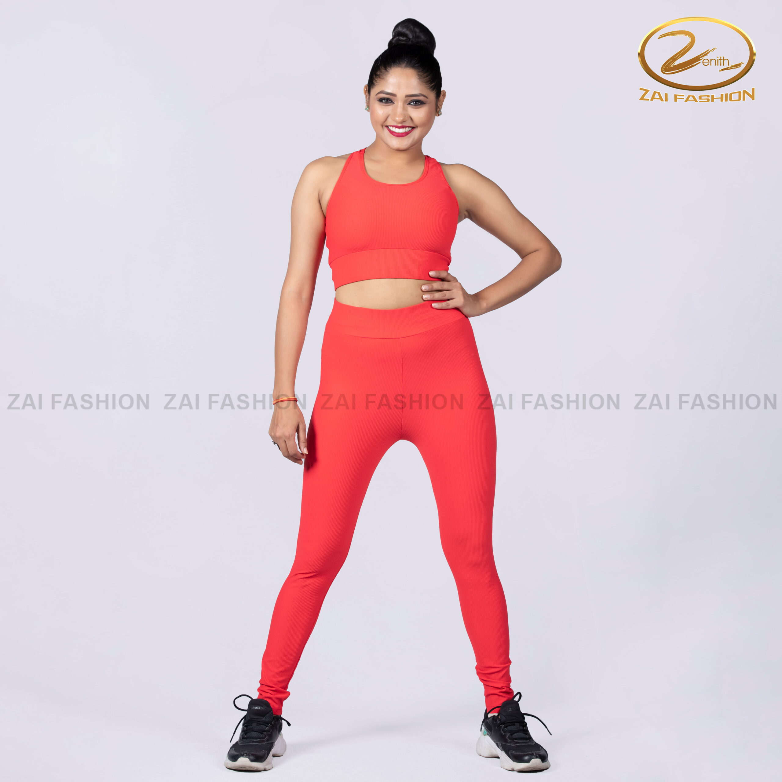 Red Ribbed Activewear Set