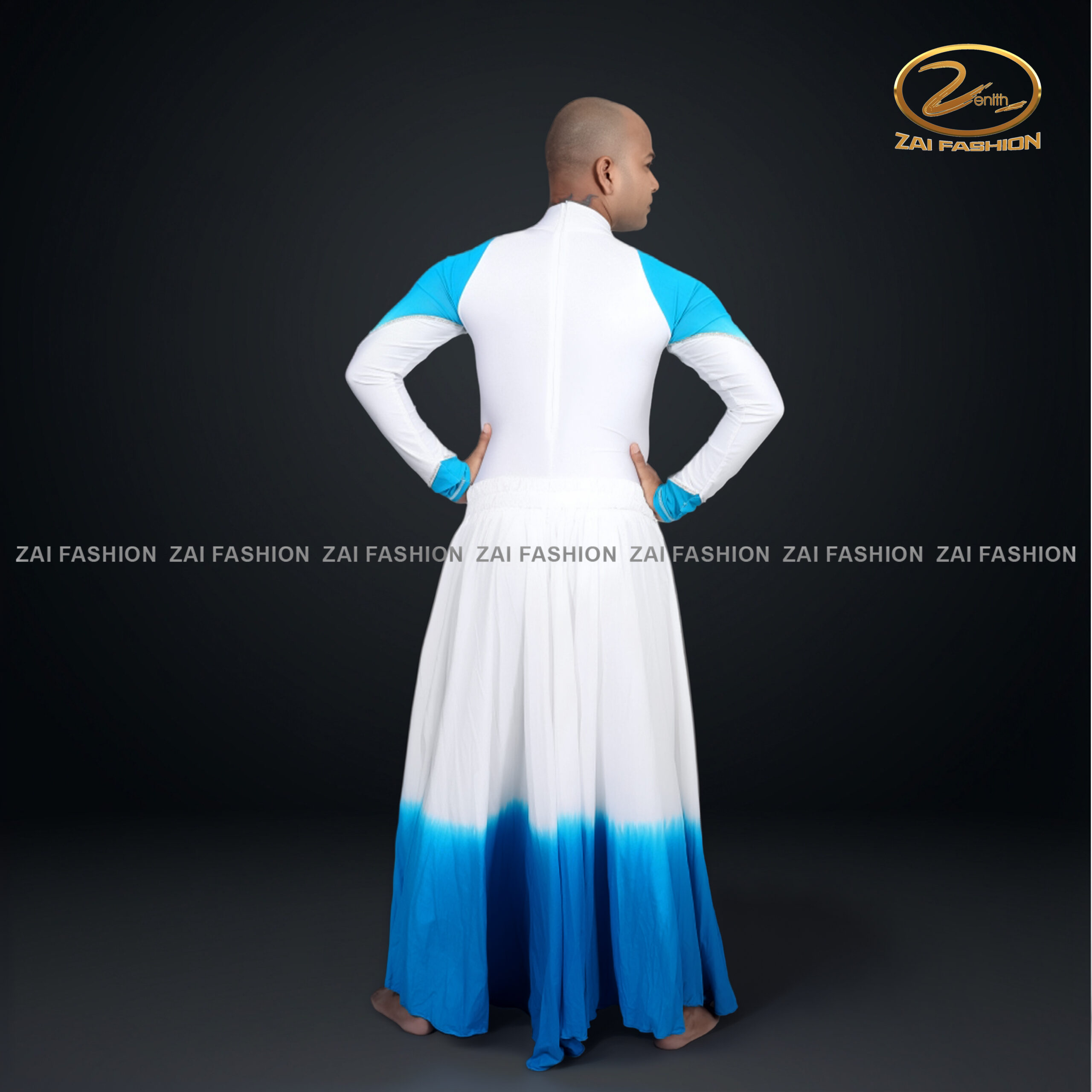 White Blue Contemporary Couple Dress - Image 7