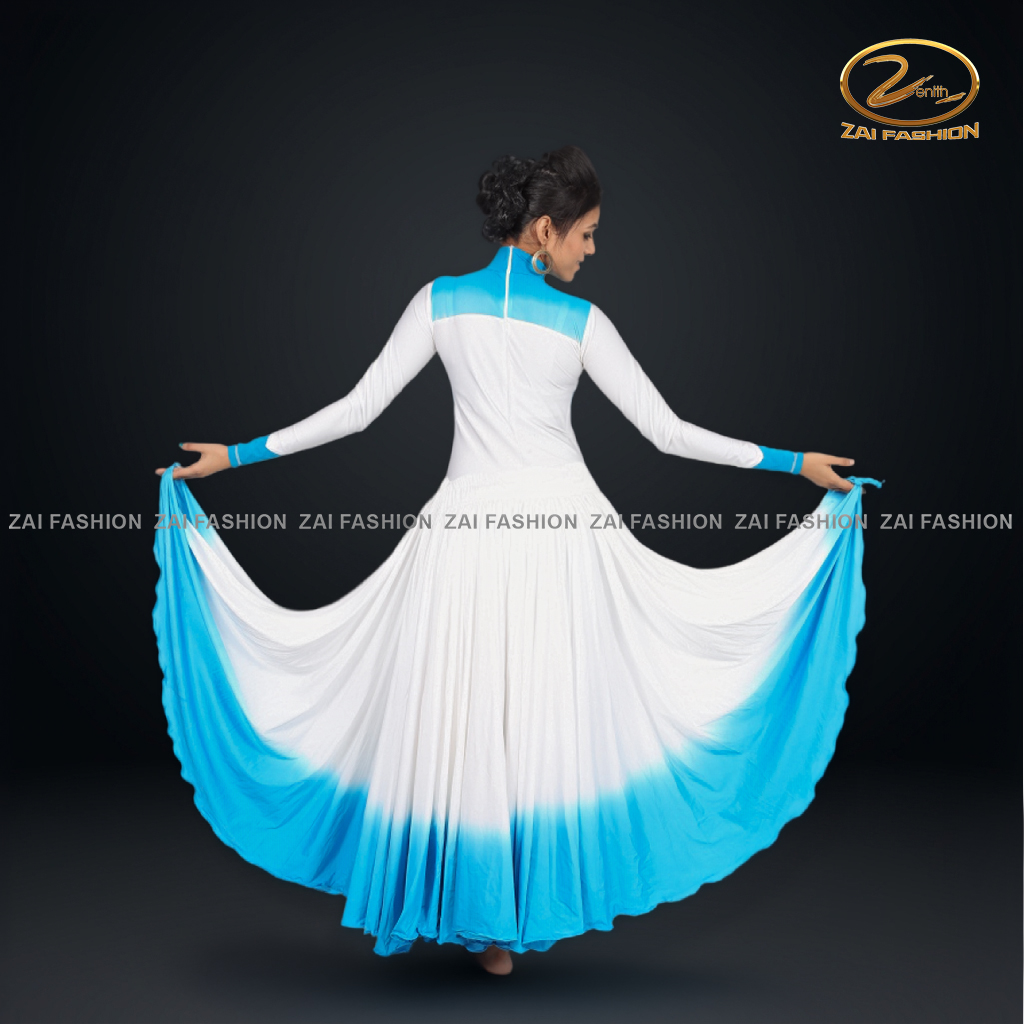 White Blue Contemporary Couple Dress - Image 5