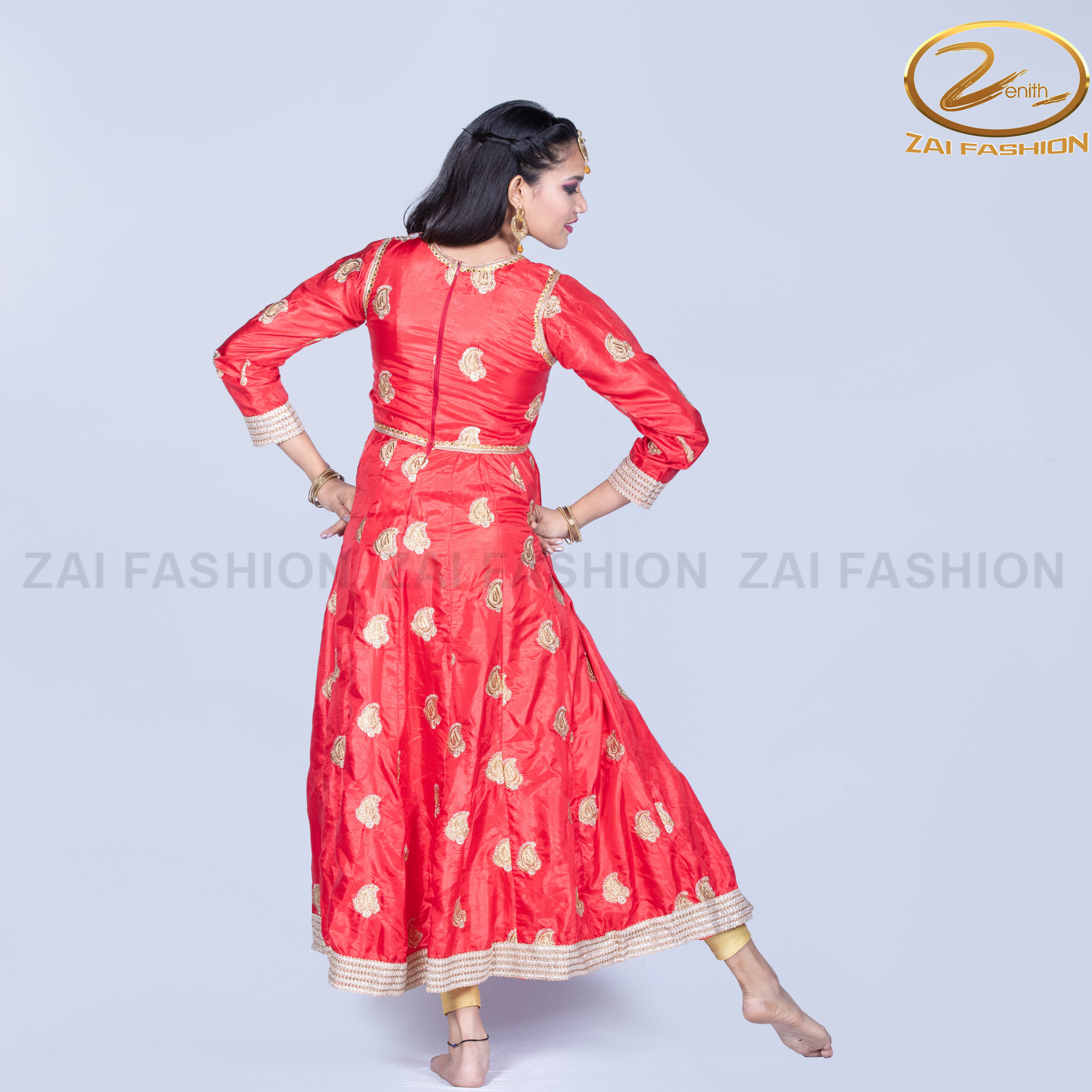Red Kathak Anarkali Suit - Image 3