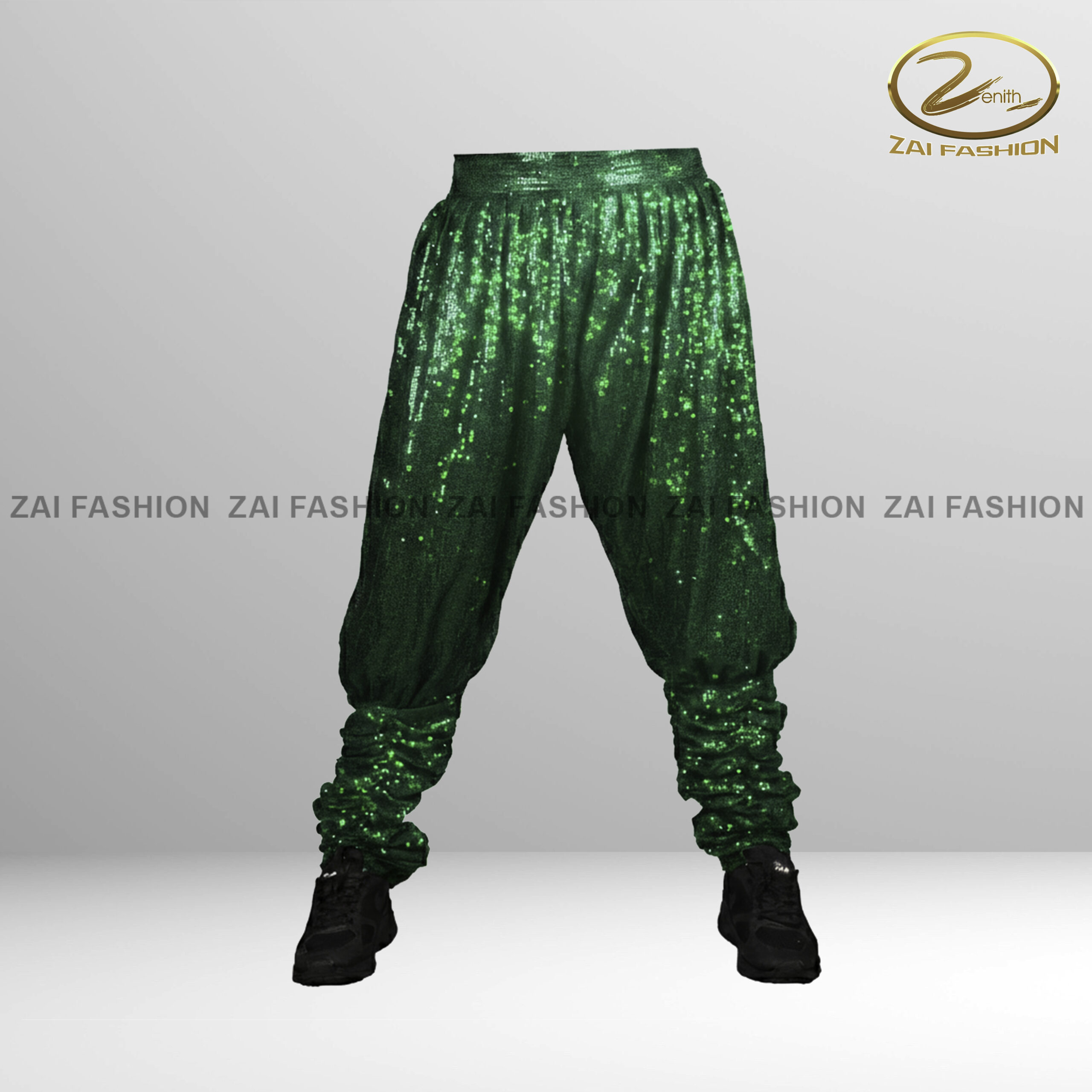 Bottle Green Designer Sequence Pant