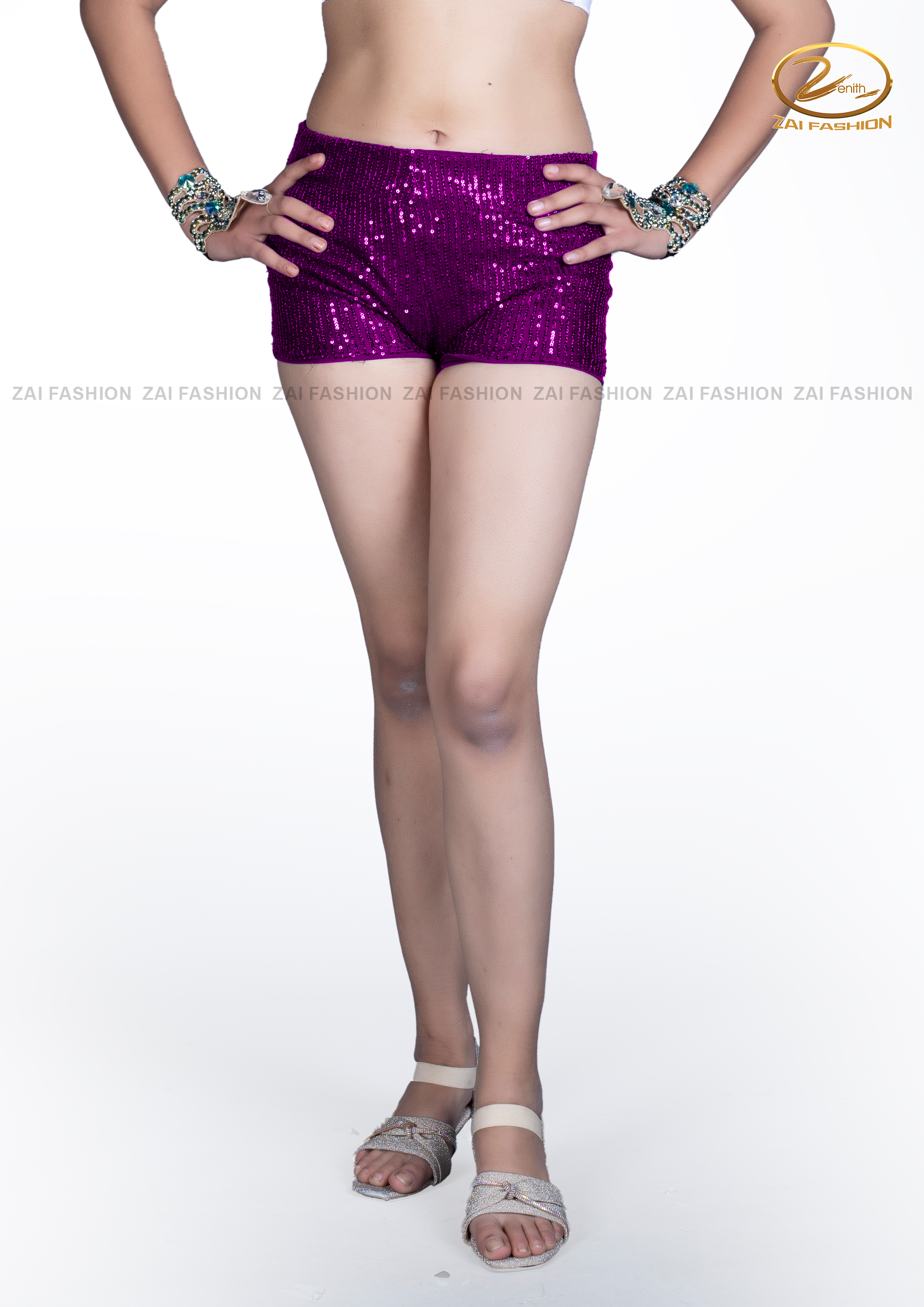 Purple Sequence Hot Pant
