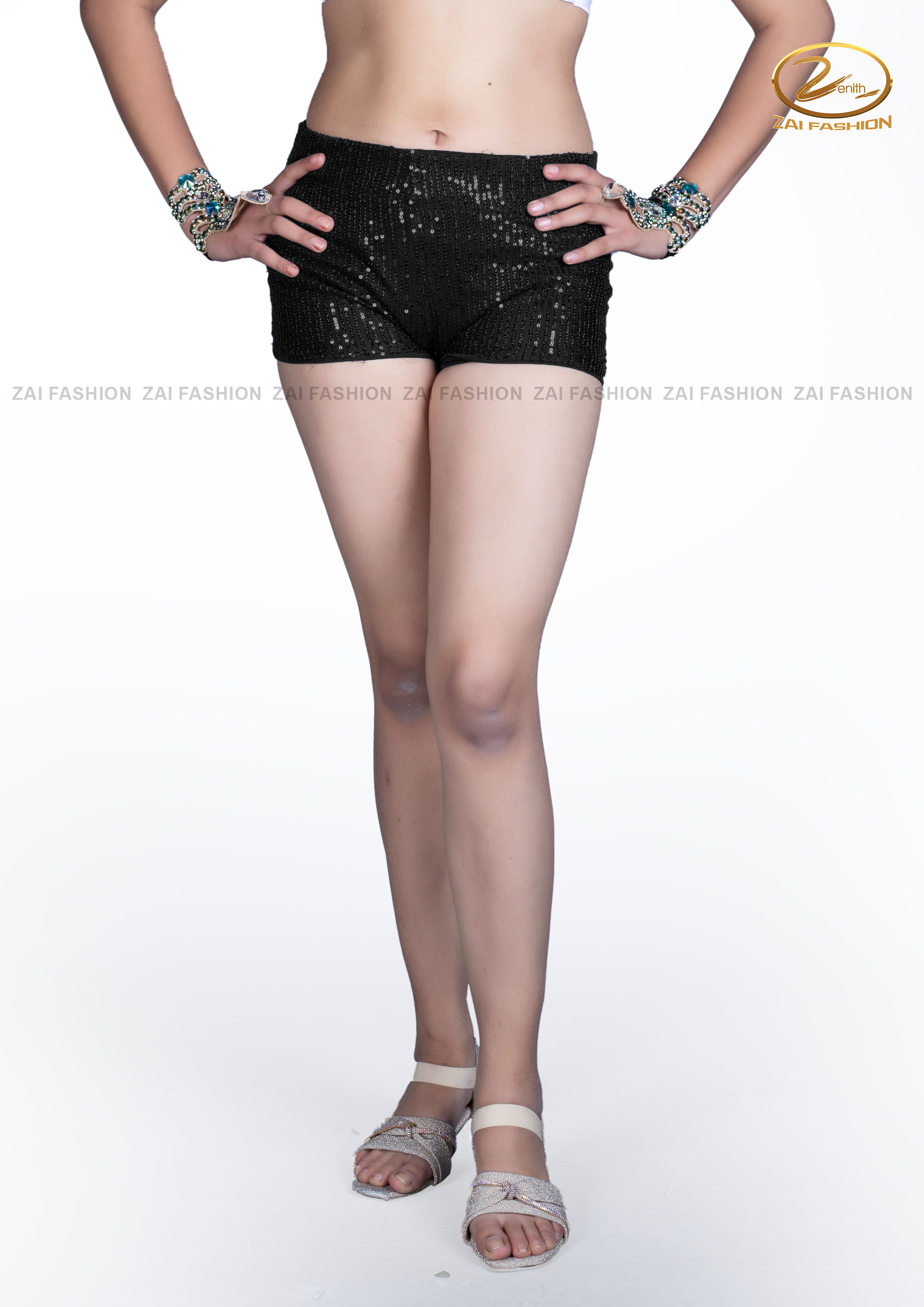 Black Sequence Hot Pant