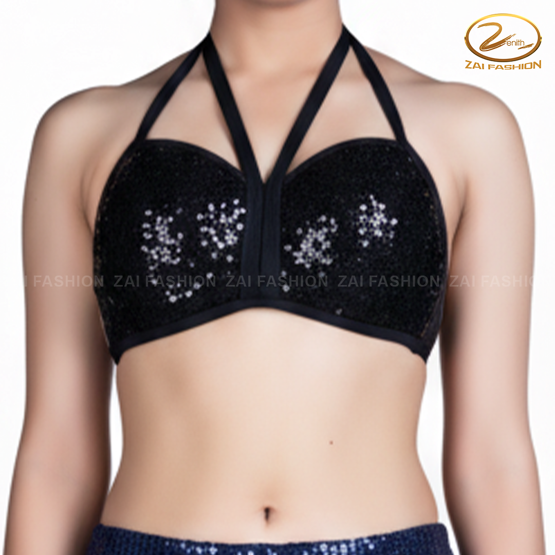 Black Sequence Supporter Bra